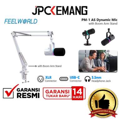 JPC KEMANG Feelworld PM-1 AS Dynamic Cardoid XLR / USB Microphone with Boom Arm Stand PM1 AS Mic GAR
