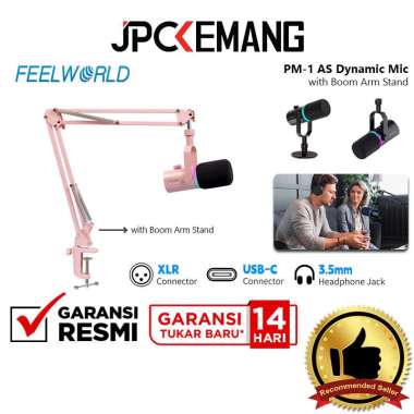 JPC KEMANG Feelworld PM-1 AS Dynamic Cardoid XLR / USB Microphone with Boom Arm Stand PM1 AS Mic GAR
