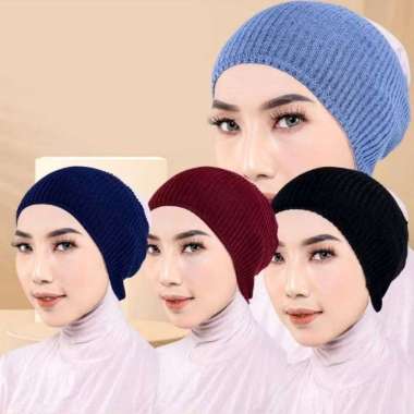 INNER HIJAB CIPUT RAJUT MOTIF SALUR 1 WARNA BAHAN MIKROFIBER ELASTIS ANTI PUSING DALAMAN JILBAB WANI