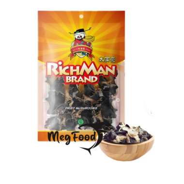 RichMan Brand Wood Ear Mushroom (Bokji Hitam Putih) Jamur Kuping Kering 40 Gram