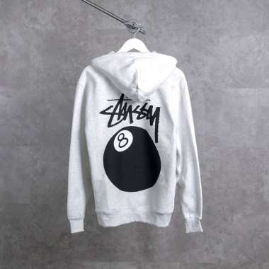 Hoodie STUSSY 8 BALL POOL OATMEAL GREY ZIP HOODIE 100% ORIGINAL L