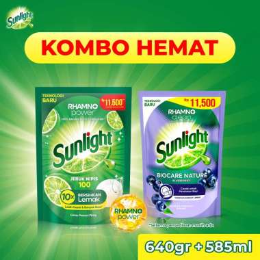 [BANDED LEBIH MURAH 25%] - Sunlight Sabun Cuci Piring Jeruk Nipis 640g + Sunlight Biocare Nature 585