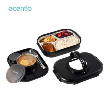 Ecentio 4 Sekat Kotak Makan Set 1100ml anti tumpah Lunch Box Set Stainless sendok free tempat sup hi