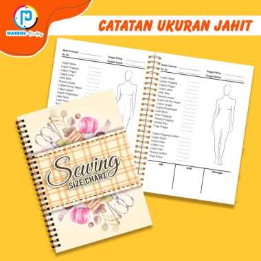 (NON CUSTOM) Buku Ukuran Jahit Catatan Ukuran Buku Sewing Ukuran A5 50 Lembar