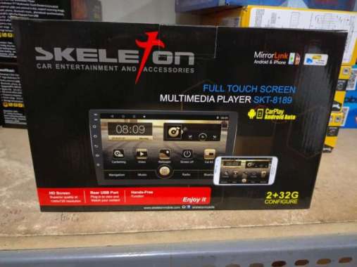Variasi mobil TV mobil Android Headunit android mobil merk SKELETON 9" Ram 2/32