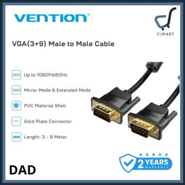 Vention Kabel VGA (3+9) Cable Male to Male 15 Pin 1080P 60Hz 2M 3M 8M - DAD 8M