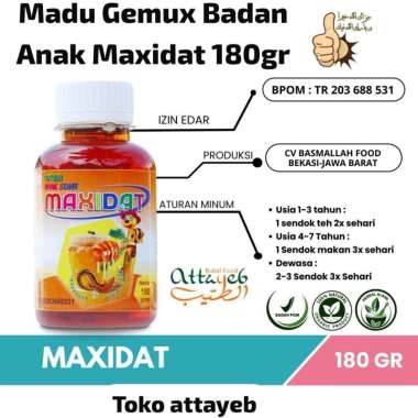 ORI HERBAL Madu Anak Pintar Cerdas Sehat Badan Gemuk Tinggi Maxidat 180gr Plus ekstrak Pegagan Album