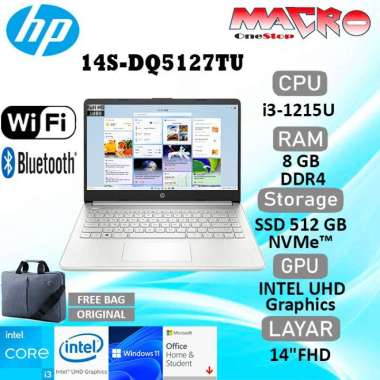 HP 14S-DQ5127TU i3-1215U 8GB SSD 512GB 14" FHD WIN11+OHS