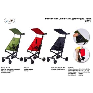 Labeille MBT1 Stroller LIpat Baby Stroller Slim Cabin Size Kereta Dorong Bayi Anak Kidu Baby Black