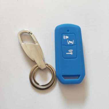 cover remot sarung silikon remot motor Honda new Vario 160 ADV PCX 160 Biru+besi putih