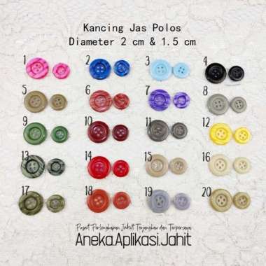 [2/5] 1 LUSIN KANCING JAS POLOS 1.5 CM (KECIL) 20-PEMDA