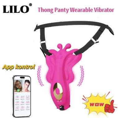 LILO THONG PANTY WEARABLE VIBRATOR MAINAN SEKS DEWASA UNTUK WANITA, KONTROL APLIKASI MAINAN DEWASA A