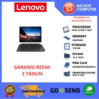 Lenovo ThinkPad X12 Detachable Gen 2 - Laptop Convertible 12.3" Intel Ultra 7 32GB 1TB SSD Hitam