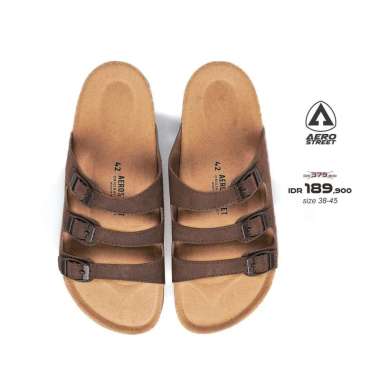 Aerostreet 38-45 Sandal Dante Coklat Coklat Tua - Sandal Sendal Selop Slip On Casual Pria Wanita Aer