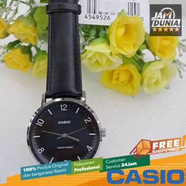CASIO ORIGINAL-JAM PRIA ANALOG KULIT HITAM CASIO MTP-VT03BL-1BDF JAM CASIO MTP VT03BL 1B - JAM PRIA