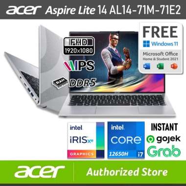 ACER Aspire Lite 14 AL14 71M 71E2 i7 12650H 16/1TB SSD W11 OHS 14" WUXGA IPS Silver LAPTOP