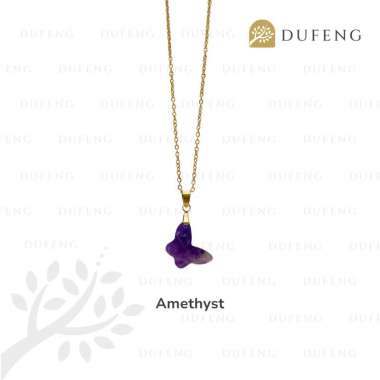 Dufeng - Celestial Wings Crystal Butterfly Necklace Amethyst