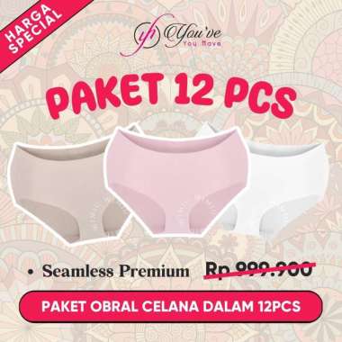 YOUHAVE PAKET OBRAL SELUSIN 12 PCS CD SEAMLESS CELANA DALAM SEAMLESS 3 WARNA PROMO TEBUS MURAH CD WA