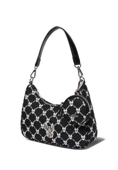 Lifework Jacquard Monogram Hobo Bag Pattern Black