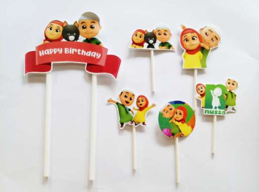 dekorasi kue ulang tahun cake topper hiasan kue ulang tahun tema nussa rara / nusa rara