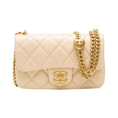 [12.12 Dealcember] Chanel Heart Crush Mini Flap Bag Lambskin Beige Ghw Nude