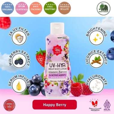 ֍SM֎ VIVA UV-Hya Bright Body Lotion Enhances Skin Texture UV Filter Serum Infused Happy Berry