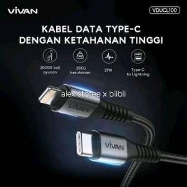 Vivan VDUCL100 Kabel Charger iPhone Type-C to Lightning Fast Charging PD 27W Data Cable