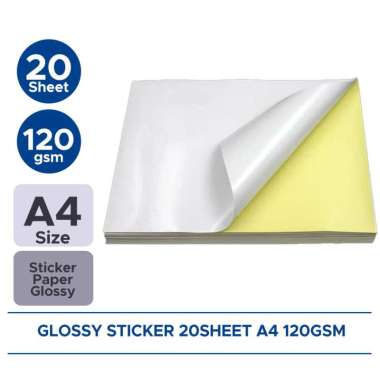 Kertas Sticker Foto Glossy 20 sheet A4 120 Gsm