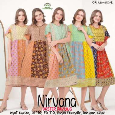 Daster Batik PAYUNG NIRVANA LENGAN KUPU SEMERBAK Busui Freindly Bahan Kain Rayon Super Nirvana-1502