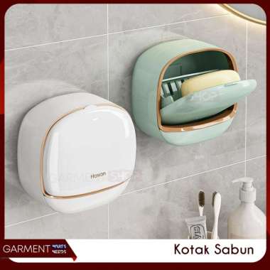 Tempat Sabun Batang Tempel Dinding Kotak Sabun Buka Tutup Dish Dryer Anti Debu Premium Kuat PUTIH