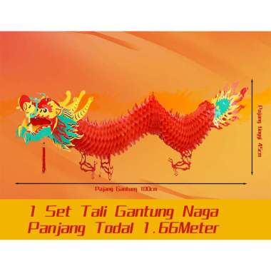 Dekorasi Gantung Imlek Naga Merah Megah dengan Lentera Tali Naga Set Ornamen Meriah Untuk Sincia 1SE