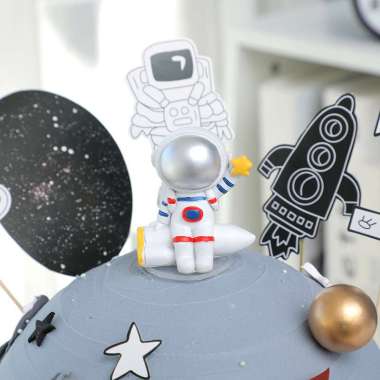Dekorasi Hiasan Kue Ulang Tahun Space Astronaut - Birthday Anak Tema Astronot Luar Angkasa Shower Ca