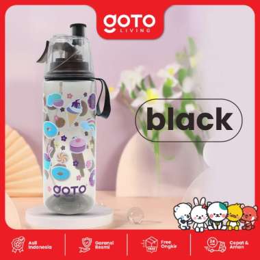 Goto Trytan Watter Bottle Botol Minum Anak Sedotan Lucu Karakter 600 ML ELITE BLACK