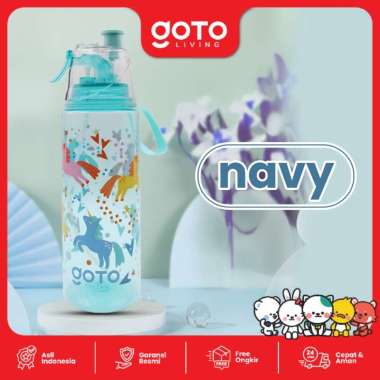 Goto Trytan Watter Bottle Botol Minum Anak Sedotan Lucu Karakter 600 ML ELITE NAVY
