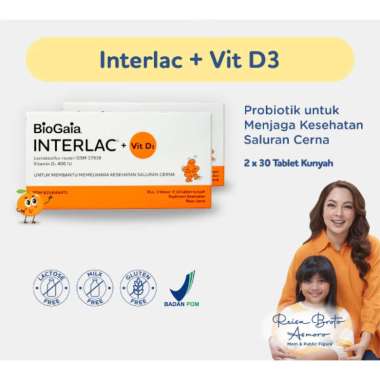 Interlac Probiotik + Vit D3 400 IU Double Bundle - Menjaga Kesehatan Saluran Cerna dan Daya Tahan Tu