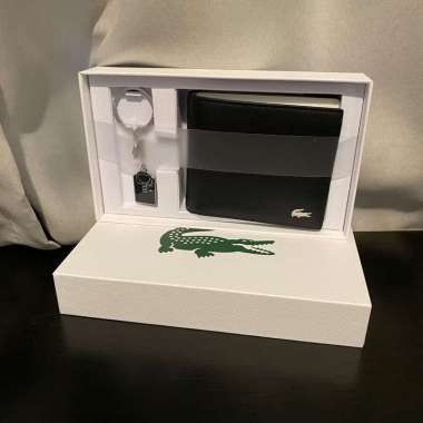Lacoste Bifold & keychain set wallet / Dompet 100% Original