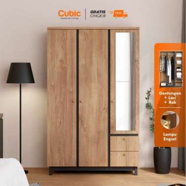 Cubic Lemari Pakaian 3 Pintu / Wardrobe Cemin Minimalis / LUNA GRANDE LP 3P