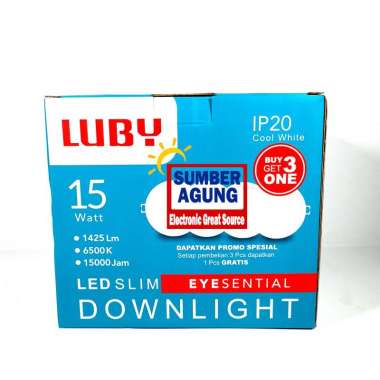 Luby Downlight Paketan Isi 4 15W LED Slim Eyesential Panel Donlight 15 Watt Cahaya Putih
