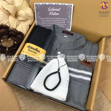 Hampers Kado Anak Cowok Baju Koko + Sarung Wadimor Kado Ulang Tahun Kado Khitanan Abu-Abu