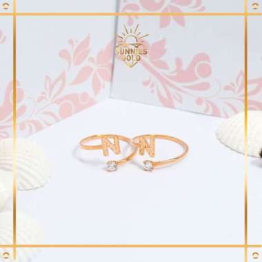 CINCIN EMAS HURUF ADJUSTABLE EMAS ASLI EMAS MUDA KADAR 8K/375 CINCIN HURUF I - P KODE CWK 506 - CWK