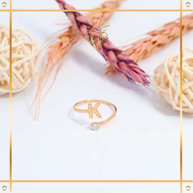 CINCIN EMAS HURUF ADJUSTABLE EMAS ASLI EMAS MUDA KADAR 8K/375 CINCIN HURUF I - P KODE CWK 506 - CWK