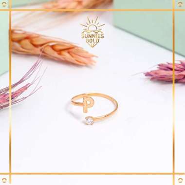 CINCIN EMAS HURUF ADJUSTABLE EMAS ASLI EMAS MUDA KADAR 8K/375 CINCIN HURUF I - P KODE CWK 506 - CWK