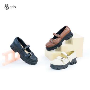 SEIS Retro Sepatu Docmart Wanita / Loafers Wanita 36 CREAM