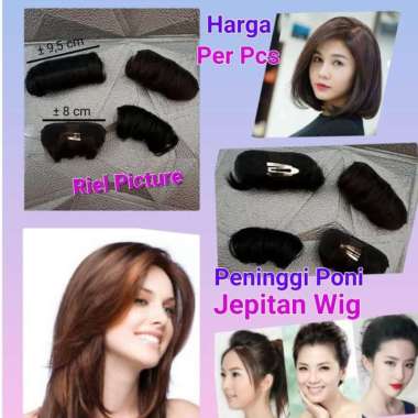 PENINGGI PONI PENGGANTI SASAK JEPITAN PENAMBAH VOLUME RAMBUT PONI WIG - Hitam