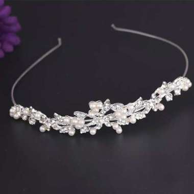 Bando Mahkota Tiara Wanita Wedding / Bando Kristal - Tiara pearls