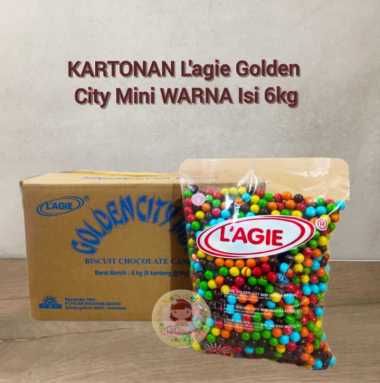 Lagie golden city mini isi biskuit 1 karton isi 6 bungkus 1kg gcm warna karton