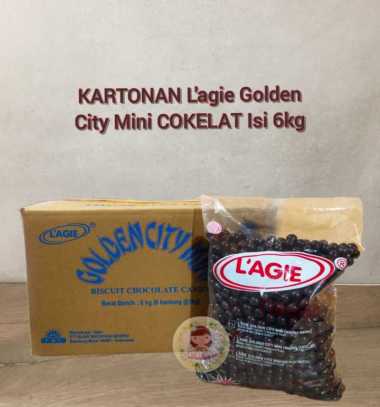 Lagie golden city mini isi biskuit 1 karton isi 6 bungkus 1kg gcm coklat karton