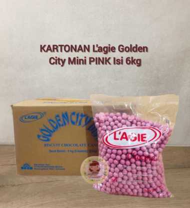Lagie golden city mini isi biskuit 1 karton isi 6 bungkus 1kg gcm pink karton