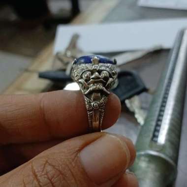 Cincin Ring Perak Silver Bali Asli 925 Barong Rangda Batu Akik Lapis Lajuli Pria Wanita Natural Eleg