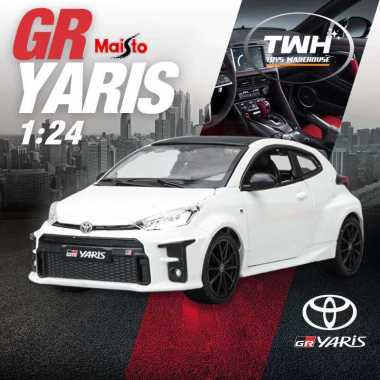 TWH DIECAST TOYOTA GR YARIS SKALA 1:24 TOP CARBON KOLEKSI PREMIUM & HADIAH Mainan Mobil GR YARIS WHI